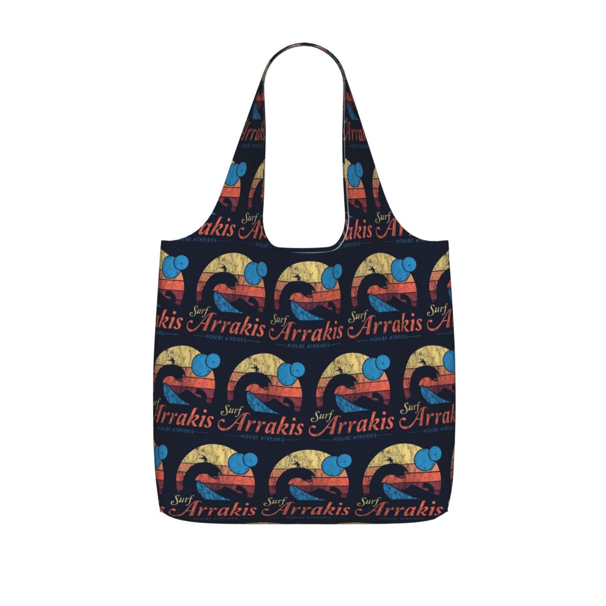 Women Bags Dune - กระเป๋าผ้าแคนวาสขนาดใหญ่สำหรับช้อปปิ้งลาย Arrakis Distressed Surf Dune Sci