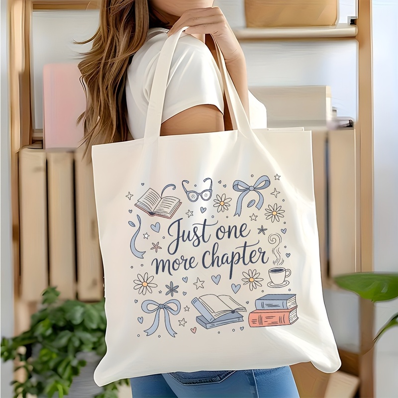 Women'S Work Bags Designer - กระเป๋าสะพายไหล่ข้างเดียวที่มีดีไซน์ธีมหนังสือ มาพร้อมโบว์ลายดอกเดซี่และข้อความสโลแกนเกี่ยวกับการอ่าน เหมาะสำหรับการเดินทางประจำวัน ทำงาน หรือเป็นของขวัญ