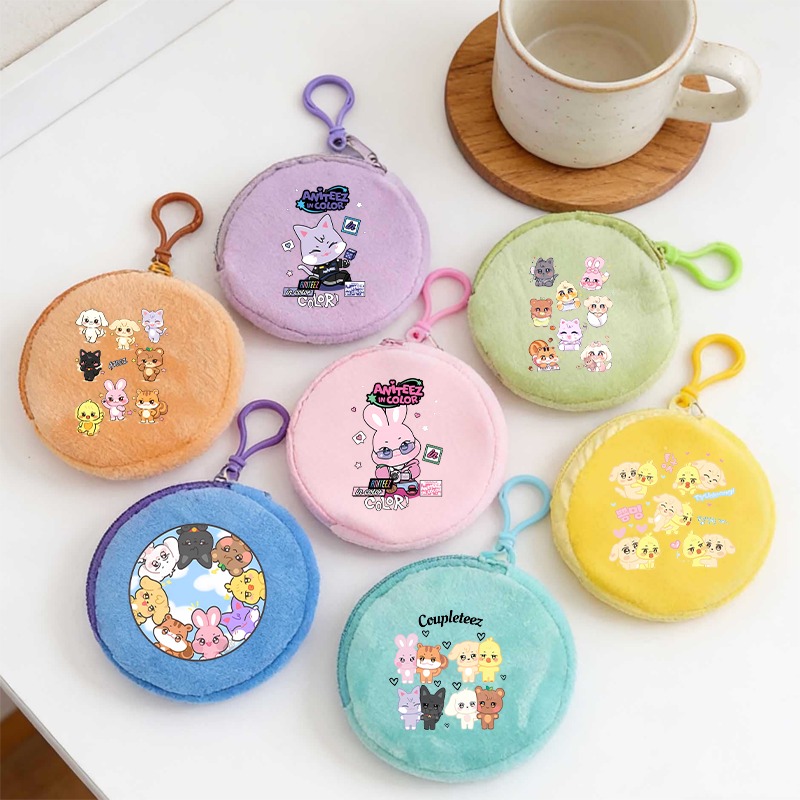 Women Bags Gift - กระเป๋าใส่เหรียญพวงกุญแจลายการ์ตูนอนิเมะ Kpop ATEEZ สำหรับผู้หญิงผู้ชาย แฟชั่นกลางแจ้ง กระเป๋าใบเล็ก