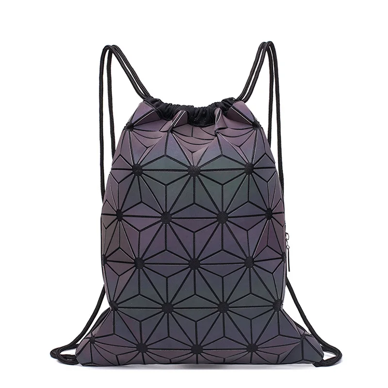 Women Bags Dkny - ใหม่กระเป๋าเป้สะพายหลังแบบมีเชือกรูดสำหรับผู้หญิงกระเป๋าเป้สะพายหลังแนวเรขาคณิตเรืองแสงสำหรับวัยรุ่น tas Sekolah anak perempuan กระเป๋าชายหาด