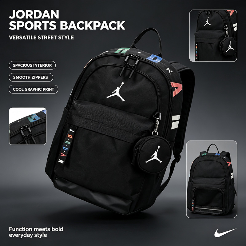 Women Bags Jordan - กระเป๋าเป้สะพายหลังกีฬา Jordan ของแท้จาก Nike สำหรับผู้หญิงและผู้ชาย กระเป๋าเดินทางไปโรงเรียน