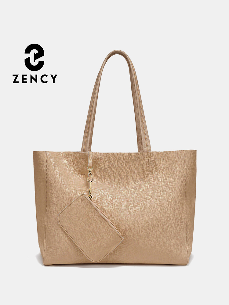 Women'S Tote Bags For Work - กระเป๋าถือขนาดใหญ่หนังแท้ Zency กระเป๋าชายหาดสุดหรูสำหรับผู้หญิง พร้อมซิปสำหรับใส่เอกสาร A4 กระเป๋าทำงาน