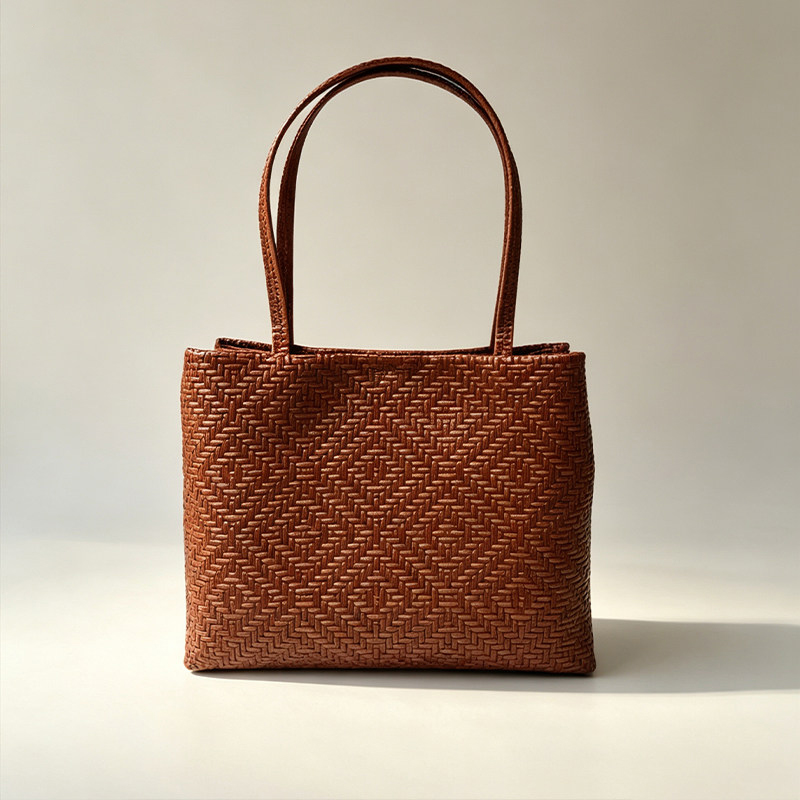Women'S Work Bags Designer - กระเป๋าถือหนังแท้ลายทอเม็ดหนัง Mendy แบบเปิดด้านบน ความจุขนาดใหญ่ เหมาะสำหรับช้อปปิ้ง เดินทาง