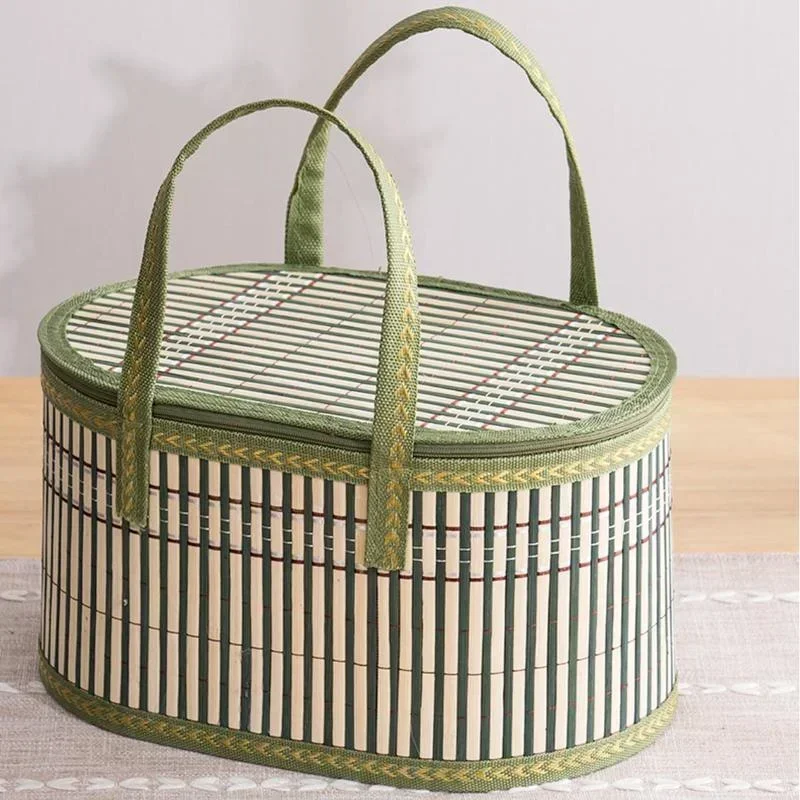 Women Bags Gift - ตะกร้าไม้ไผ่ทำมือ เป็นมิตรกับสิ่งแวดล้อม พับเก็บได้ ใช้เป็นตะกร้าปิกนิก กล่องของขวัญทำมือ สำหรับเทศกาล/ตลาด