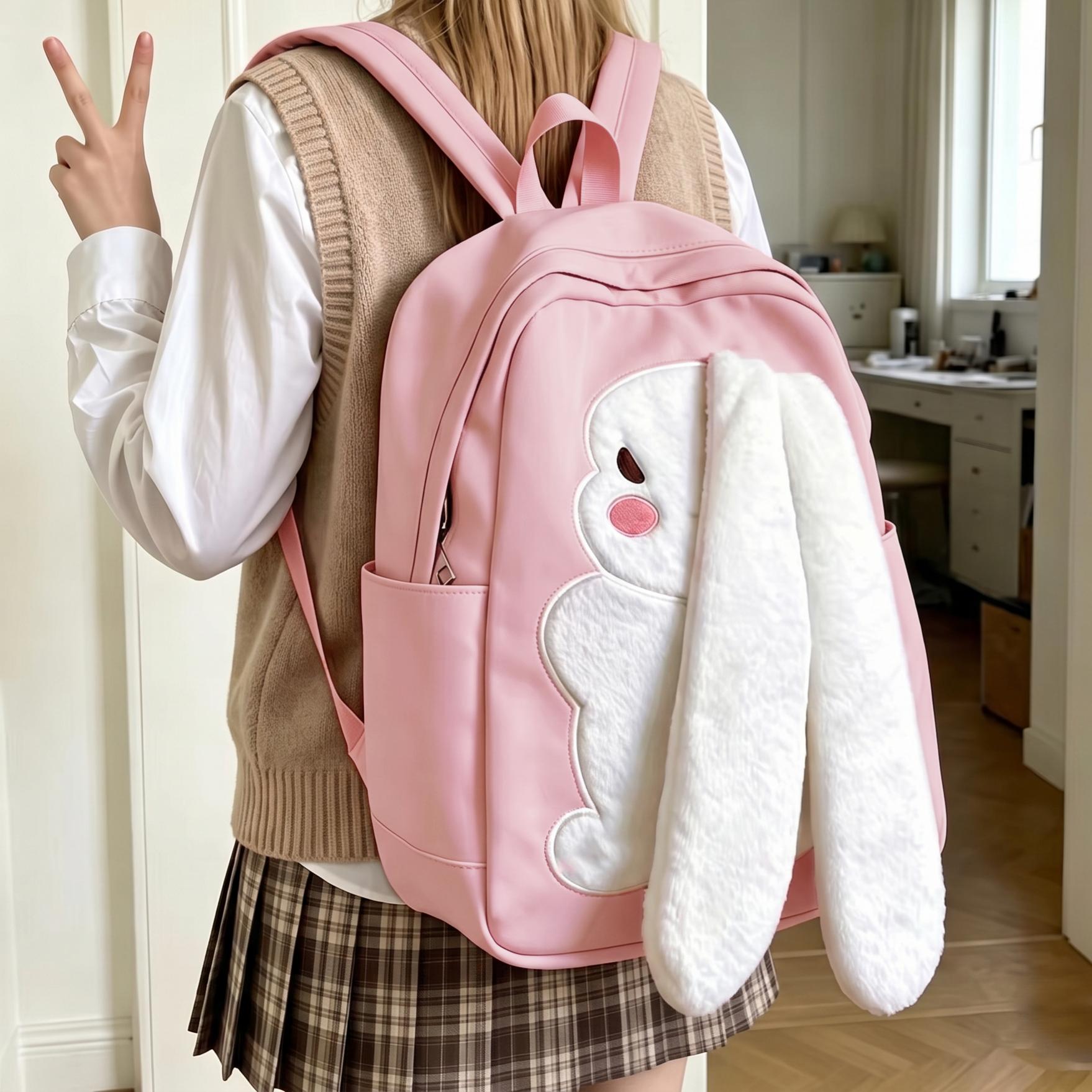 Women'S Best Bags For Travel - กระเป๋าเป้ลายกระต่าย ออกแบบด้วยลวดลายกระต่าย กระเป๋าเป้สะพายหลังน้ำหนักเบาที่ได้รับความนิยม, กระเป๋าเดินทางที่มีสไตล์, กระเป๋าเดินทางความจุขนาดใหญ่, กระเป๋าเป้สะพายหลังอเนกประสงค์,