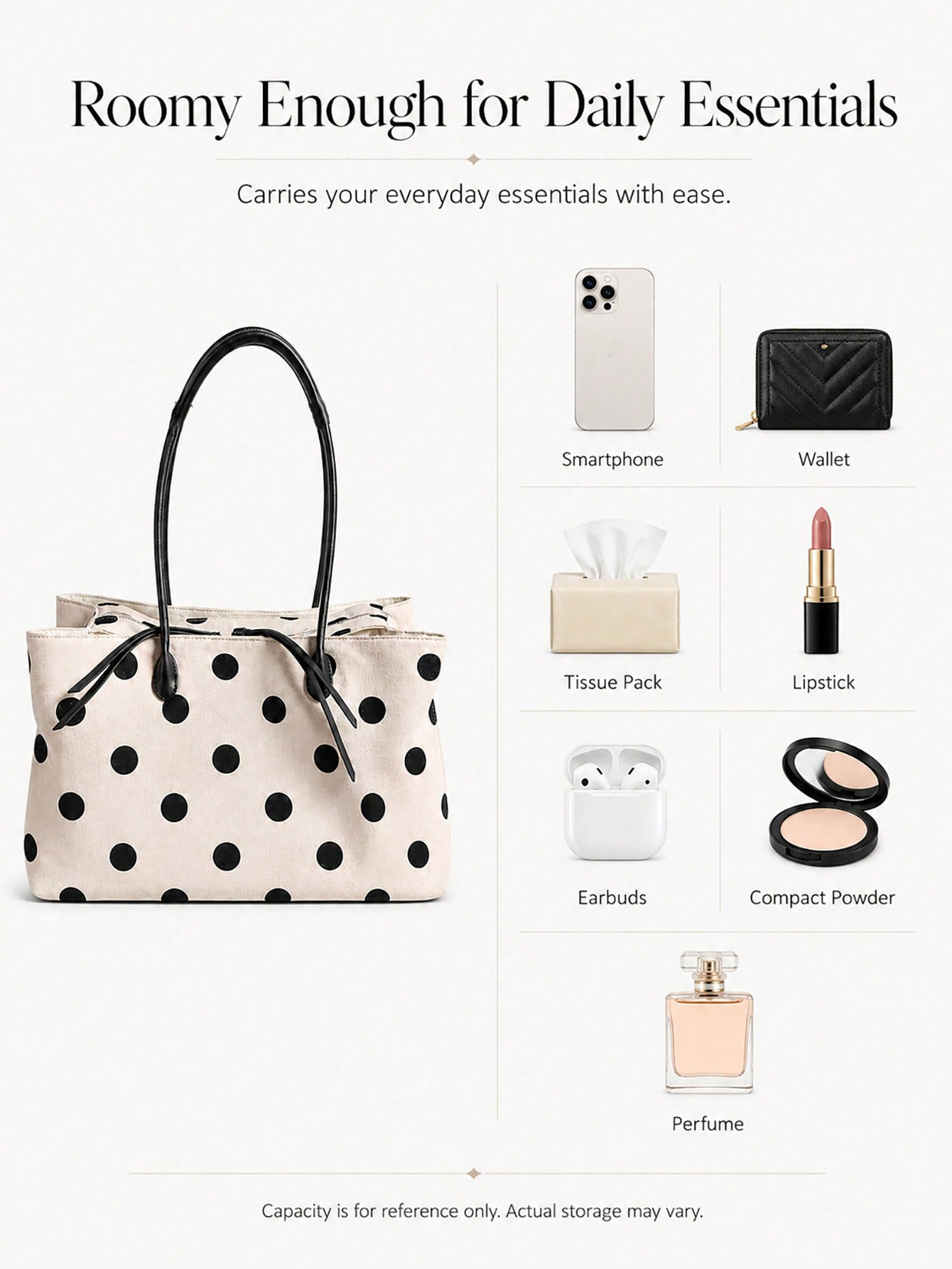 กระเป๋าโท้ทผ้าลินินลายจุดขนาดใ - Women'S Tote Bags For Work บทวิจารณ์และราคา