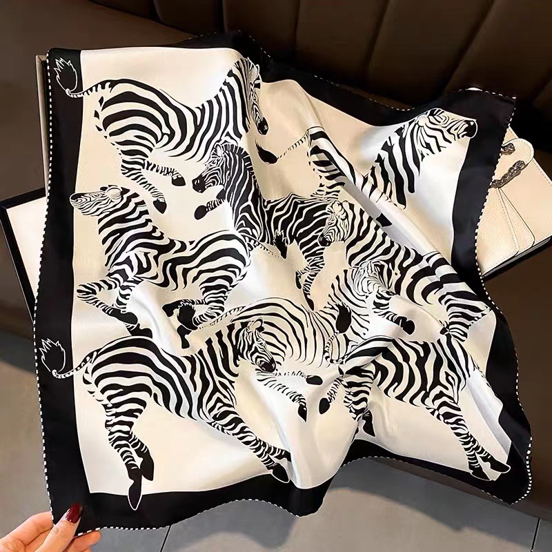 ผ้าพันคอไหมพิมพ์ลายม้าลาย ขนาด - Women'S Bags Holiday บทวิจารณ์และราคา